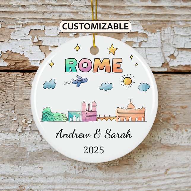 Ornamento De Cerâmica Skyline Roma Personalizada, Itália (Criador carregado)