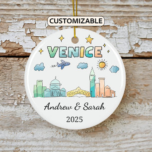 Ornamento De Cerâmica Skyline Venice Ornament Personalizado, Itália