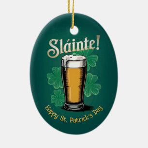Ornamento De Cerâmica Slàinte! Pint de Cerveja no Dia de São Patrício em