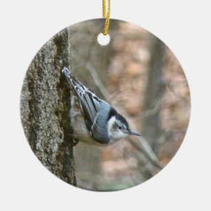 Ornamento De Cerâmica Slate Cinza Nuthatch Christmas Songbird Ornament