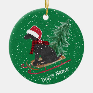 Ornamento De Cerâmica Sled Xmas Preto Personalizado
