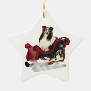 Ornamento De Cerâmica Sleigh Sheltie