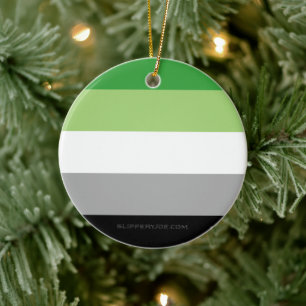 Ornamento De Cerâmica SlipperyJoe's Aromtic Pride Flag gay Dom LGBTQ