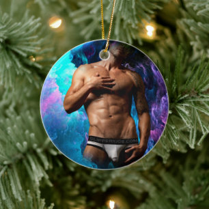 Ornamento De Cerâmica SlipperyJoe's cueca masculina musculosa protuberân
