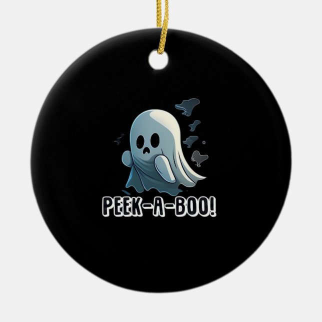 Ornamento De Cerâmica Slogan Básico de Peekaboo (Frente)