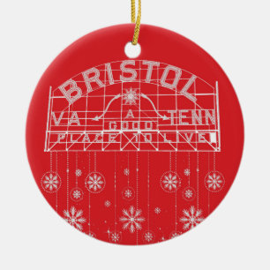 Ornamento De Cerâmica Slogan Bristol Sinal Círculo de Natal Vermelho