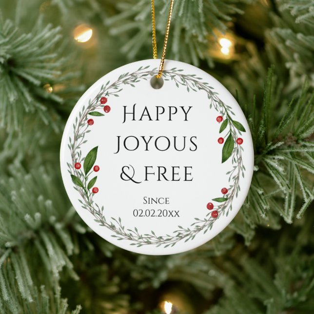 Ornamento De Cerâmica Slogan de Sobriedade Data Personalizada, Presente  (Árvore)