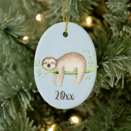 Ornamento De Cerâmica Sloth Feliz, Manutenção Personalizável