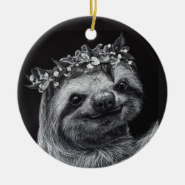 Ornamento De Cerâmica Sloth Princess