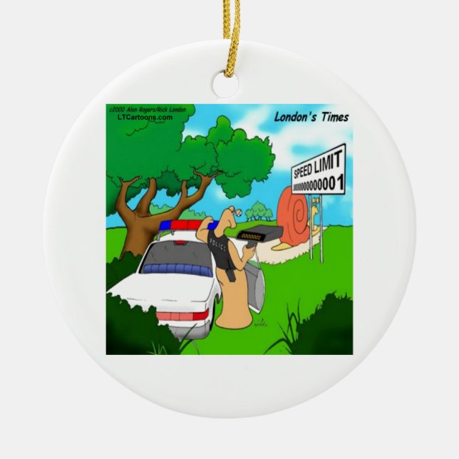 Ornamento De Cerâmica Slug Traffic Cop Engraçado (Frente)