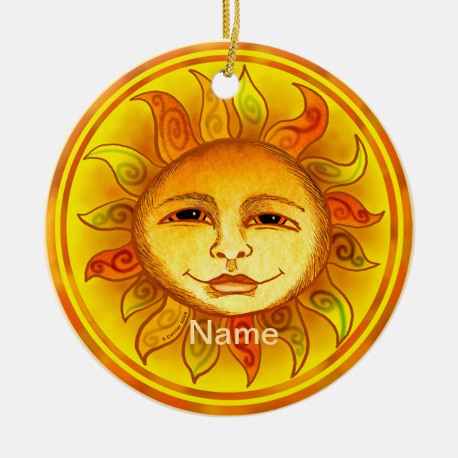 Ornamento De Cerâmica Smiling Sun (Frente)