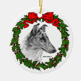 Ornamento De Cerâmica Smooth Collie Art de Glenda S. Harlan