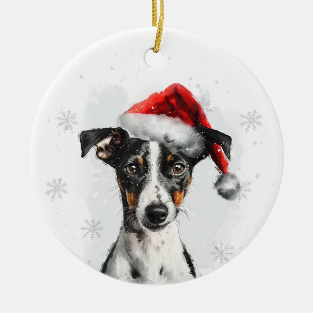 Ornamento De Cerâmica Smooth Fox Terrier Dog Christmas Personalized (Frente)