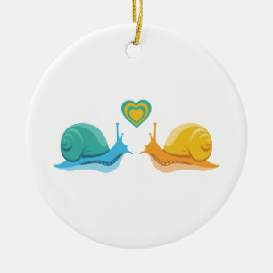 Ornamento De Cerâmica Snail Love