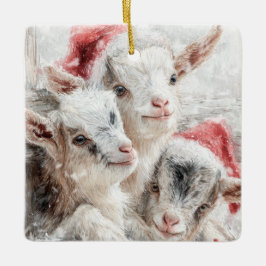 Ornamento De Cerâmica Snow Babies Cabras de Natal 5 - SUA FOTO