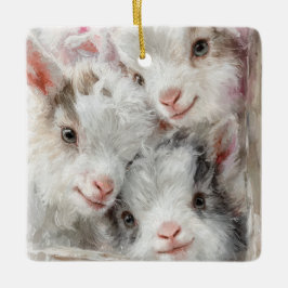 Ornamento De Cerâmica Snow Babies Christmas Cabras 3 - SUA FOTO