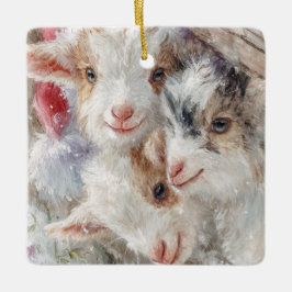 Ornamento De Cerâmica Snow Babies Christmas Goats 12 - YOUR PHOTO