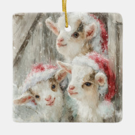 Ornamento De Cerâmica Snow Babies Christmas Goats 8 - YOUR PHOTO