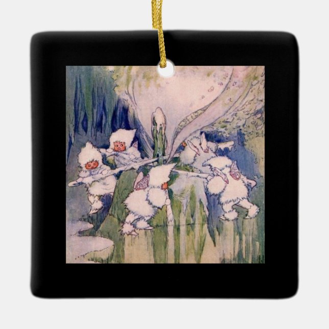 Ornamento De Cerâmica Snow Faeries Making Snow (Frente)