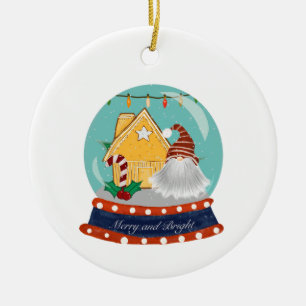 Ornamento De Cerâmica Snow Globe Christmas Gingercake House com Papais n