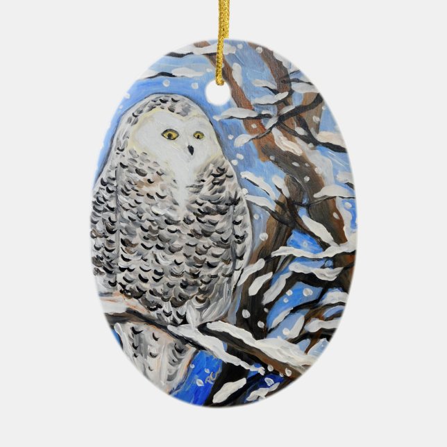 Ornamento De Cerâmica Snow Owl (Frente)