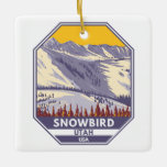 Ornamento De Cerâmica Snowbird Ski Area Winter Utah<br><div class="desc">Design de arte de Snowbird apresentando a paisagem de inverno.</div>