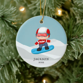 Ornamento De Cerâmica Snowboard Personalizado Natal
