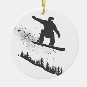 Ornamento De Cerâmica Snowboarder