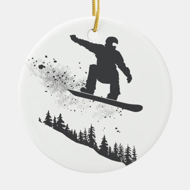 Ornamento De Cerâmica Snowboarder (Frente)