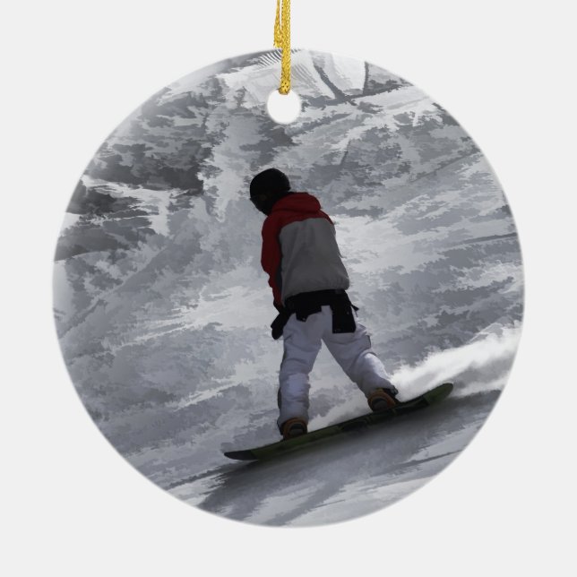 Ornamento De Cerâmica Snowboarder "apenas cruzando", Winter Sports Gift (Traseira)