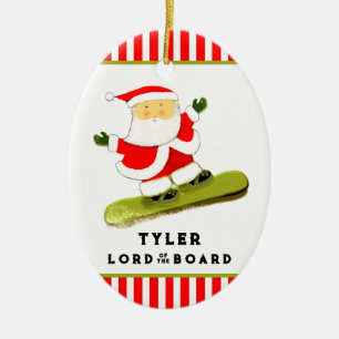 Ornamento De Cerâmica Snowboarder Personalizado