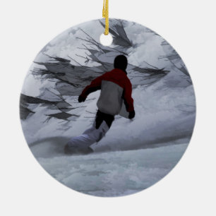 Ornamento De Cerâmica Snowboarder "que cinzela esportes de inverno da