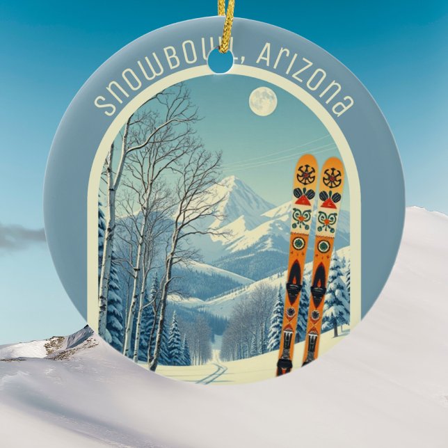 Ornamento De Cerâmica Snowbowl Arizona ski souvenir  (Criador carregado)