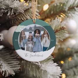 Ornamento De Cerâmica Snowdrift | Foto personalizada de bloco de cores