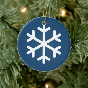 Ornamento De Cerâmica Snowflake Blue Christmas Cerâmica Ornament