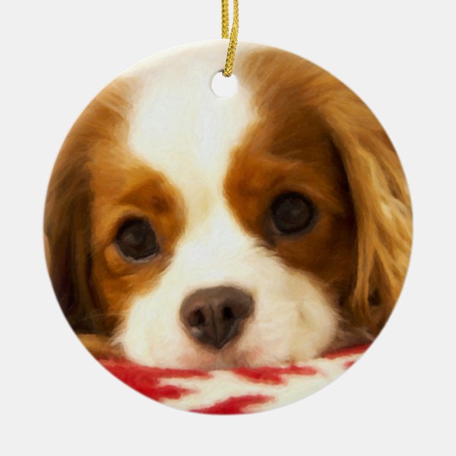Ornamento De Cerâmica Snowflake Cavalier King Charles Spaniel Ornament (Frente)