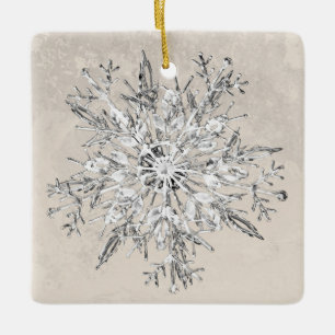 Ornamento De Cerâmica Snowflake Crystal Grunge
