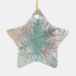 Ornamento De Cerâmica Snowflake Star Holiday Ornament