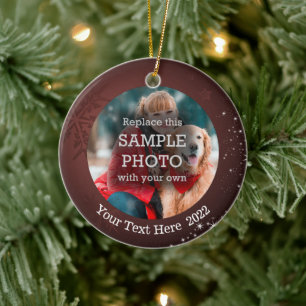 Ornamento De Cerâmica Snowflake White Stars 2 Fotografia Texto Personali