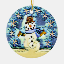 Ornamento De Cerâmica Snowie Snowman