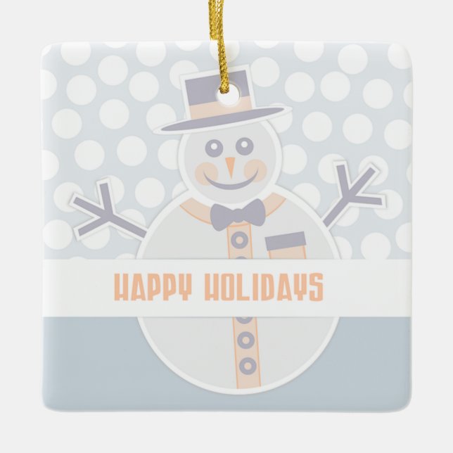 Ornamento De Cerâmica Snowman (Frente)