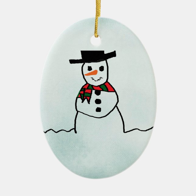 Ornamento De Cerâmica Snowman (Frente)