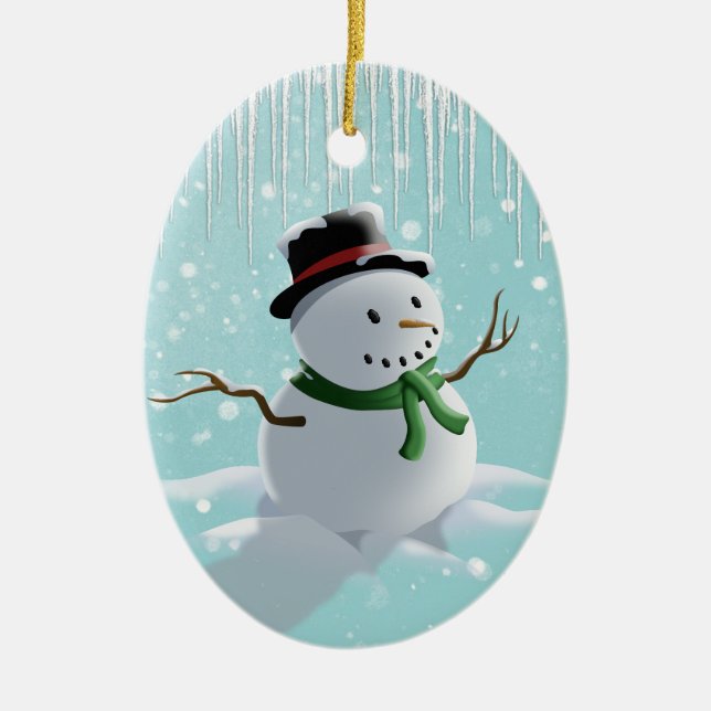 Ornamento De Cerâmica Snowman (Frente)
