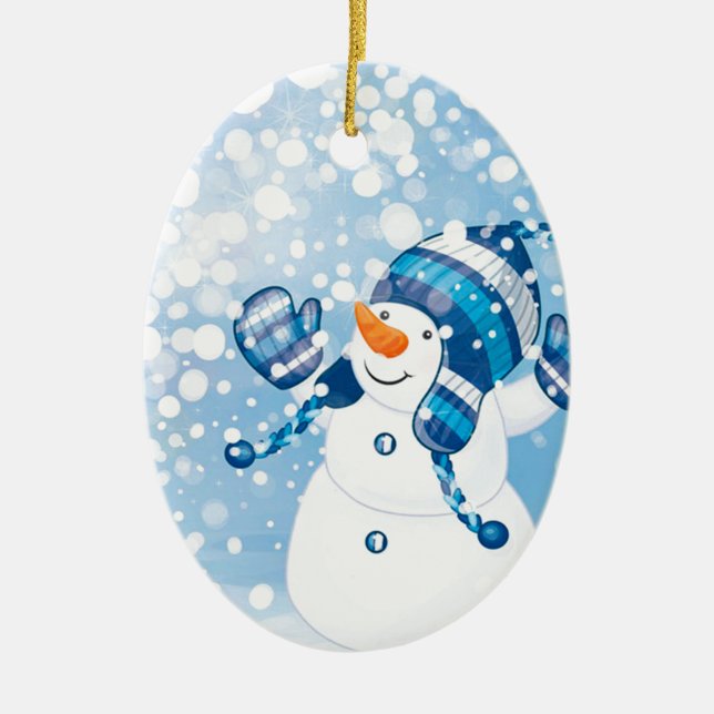 Ornamento De Cerâmica Snowman (Frente)