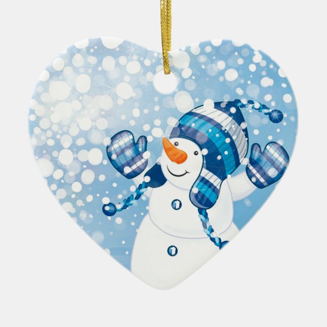 Ornamento De Cerâmica Snowman (Frente)