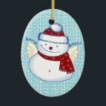 Ornamento De Cerâmica Snowman Angel Ornament<br><div class="desc">Snowman Angel Cerâmica Ornament,  t-shirts e presentes por ArtMuvz Illustration. Coincidindo com camisa Engraçada,  ligante,  caneca,  ornamento. Para personalizar,  adicione seu nome ou adicione texto. Personalize este ornamento do boneco de neve para torná-lo exclusivo seu ou para dar como presente personalizado</div>