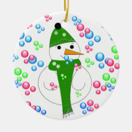 Ornamento De Cerâmica Snowman Bubble Mania