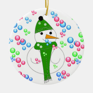 Ornamento De Cerâmica Snowman Bubble Mania