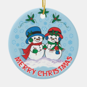 Ornamento De Cerâmica Snowman Cerâmica Ornament