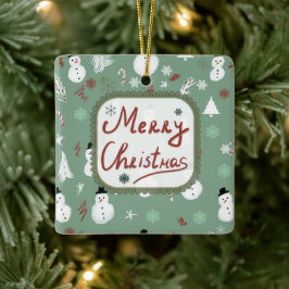 Ornamento De Cerâmica Snowman Christmas